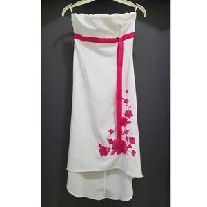 White/Pink Strapless Formal Dress.